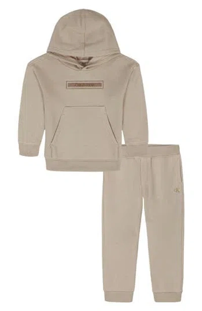 Calvin Klein Kids' Hoodie & Jogger Set In Brown