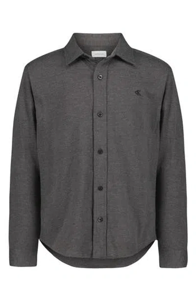 Calvin Klein Kids' Knit Button-up Shirt In Gray