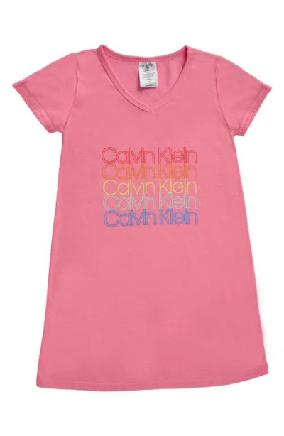 Calvin Klein Kids' Logo Print Nightgown In Pink