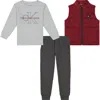 CALVIN KLEIN CALVIN KLEIN KIDS' LONG SLEEVE T-SHIRT, JOGGERS & VEST SET