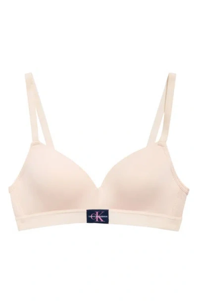 Calvin Klein Kids' Monogram Patch Wireless Molded Bra In Brown