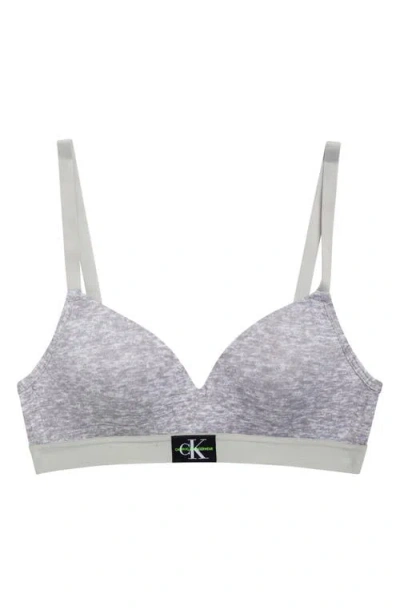 Calvin Klein Kids' Monogram Patch Wireless Molded Bra In Gray