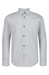 Calvin Klein Kids' Multi Plaid Stretch Button-up Shirt In Silver Metal