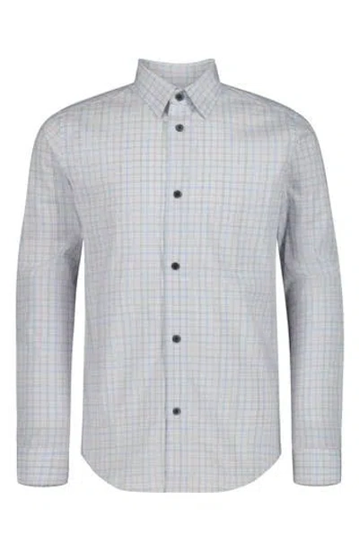 Calvin Klein Kids' Multi Plaid Stretch Button-up Shirt In Silver Metal