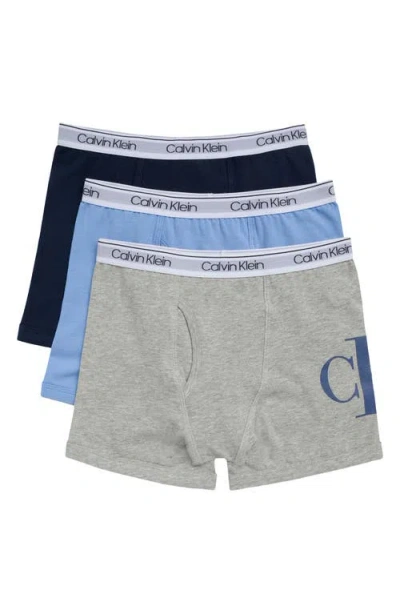 Calvin Klein Kids' Nyc Collection 3-pack Assorted Stretch Cotton Boxer Briefs In Gray