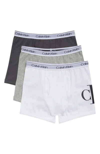 Calvin Klein Kids' Nyc Collection 3-pack Assorted Stretch Cotton Boxer Briefs In White