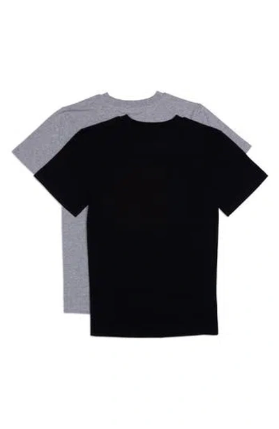 Calvin Klein Kids' Pack Of 2 Crewneck T-shirt In Black/heather Gray/white