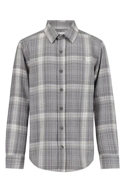 Calvin Klein Kids' Plaid Cotton Flannel Shirt In Blue