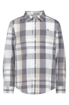 Calvin Klein Kids' Plaid Long Sleeve Button-up Shirt In Gray