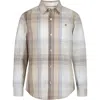 Calvin Klein Kids' Plaid Long Sleeve Button-up Shirt In Gray