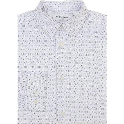 Calvin Klein Kids' Printed Long Sleeve Button-up Shirt In Blue