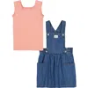 Calvin Klein Kids' Rib Tank & Skirtall Set In Denim