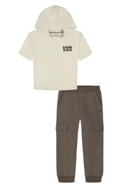 Calvin Klein Kids' Short Sleeve Hoodie & Joggers Set In Multi