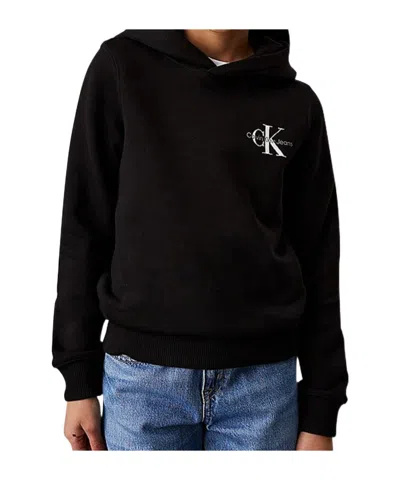 Calvin Klein Kids' Slim Logo Hoodie In Black