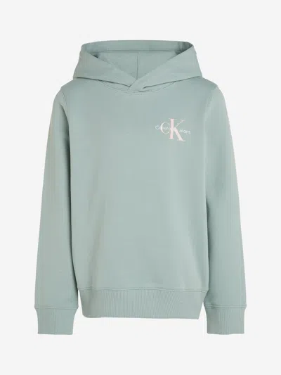 Calvin Klein Kids Small Monogram Hoodie In Blue