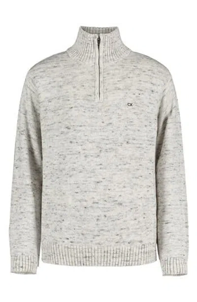 Calvin Klein Kids' Space Dye Quarter Zip Pullover In White