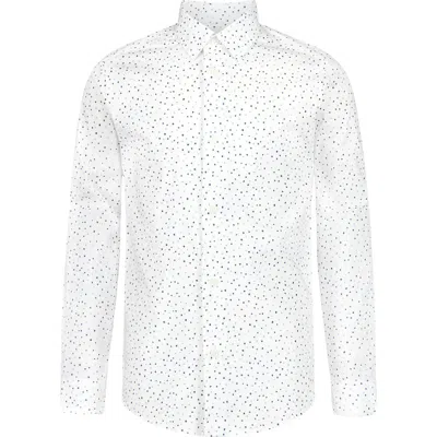 Calvin Klein Kids' Speckled Long Sleeve Button-up Shirt In White
