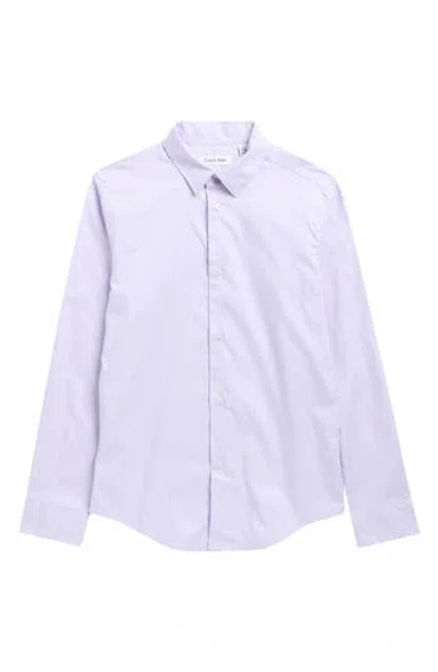 Calvin Klein Kids' Stretch Button-up Shirt In Blue