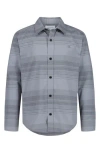 Calvin Klein Kids' Stripe Long Sleeve Button-up Shirt In Gray