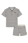 Calvin Klein Kids' Stripe Polo & Shorts Set In Ivory