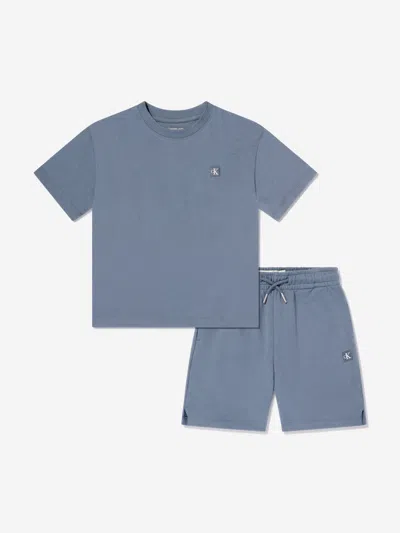 Calvin Klein Kids T-shirt And Shorts Set In Blue