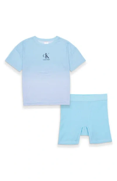 Calvin Klein Kids' Thermal Two-piece Short Pajamas In Blue