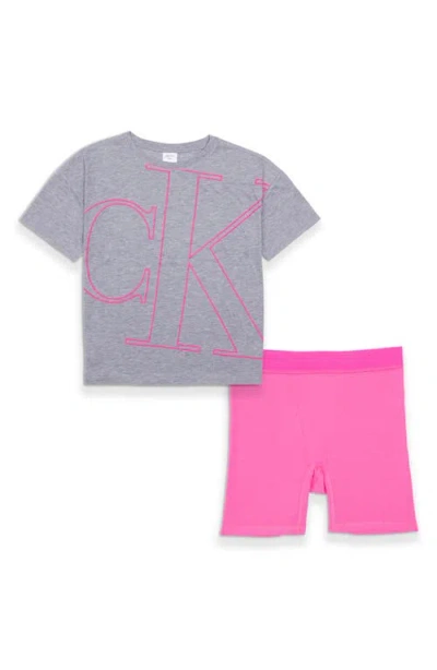 Calvin Klein Kids' Thermal Two-piece Short Pajamas In Multi