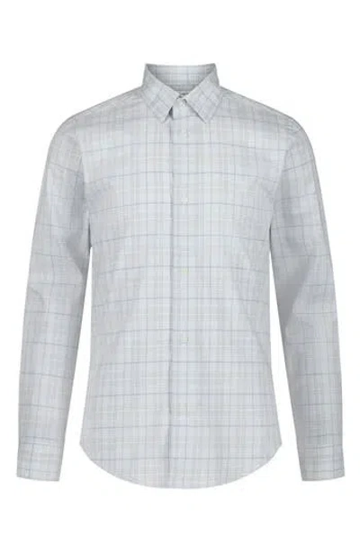 Calvin Klein Kids' Tonal Plaid Long Sleeve Button-up Shirt In Gray