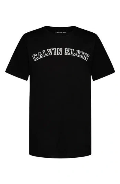 Calvin Klein Kids' Varsity Logo T-shirt In Black