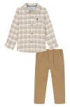 Calvin Klein Kids' Woven Button-up & Pants Set In Brown
