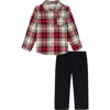 Calvin Klein Kids' Woven Button-up & Pants Set In Red