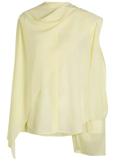 Calvin Klein Kiki Scarf-effect Silk-crepe Blouse In Yellow