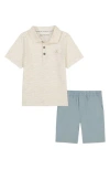 Calvin Klein Knit Polo & Woven Shorts Set In White
