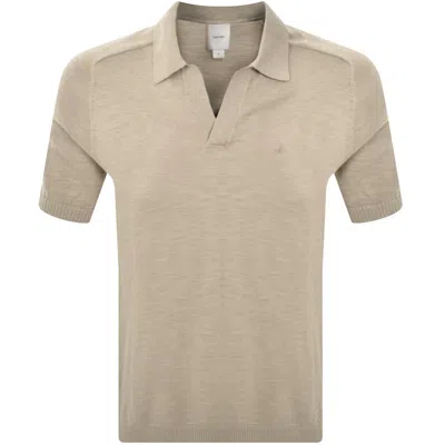 Calvin Klein Knit Polo T Shirt Beige In Sand