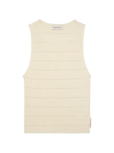 Calvin Klein Knit Sleeveless Vest In Neutral