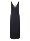 Calvin Klein Ribbed Texture Scoop Neckline Sleeveless Maxi Dress In Blue