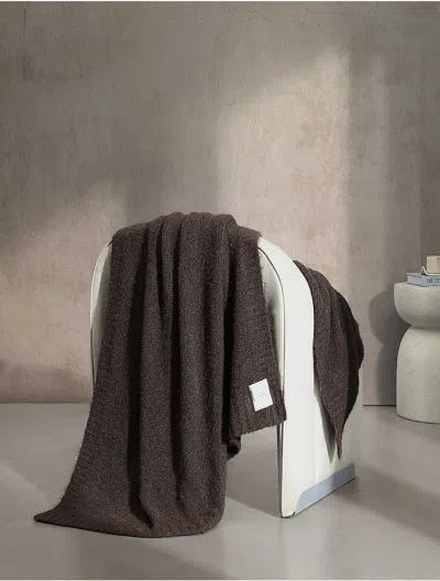 Calvin Klein Knitted Throw Blanket In Gray