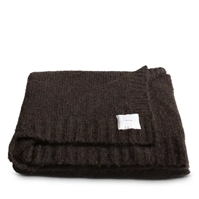 Calvin Klein Knitted Wool Blend Reversible Throw Blanket In Chocolate Brown