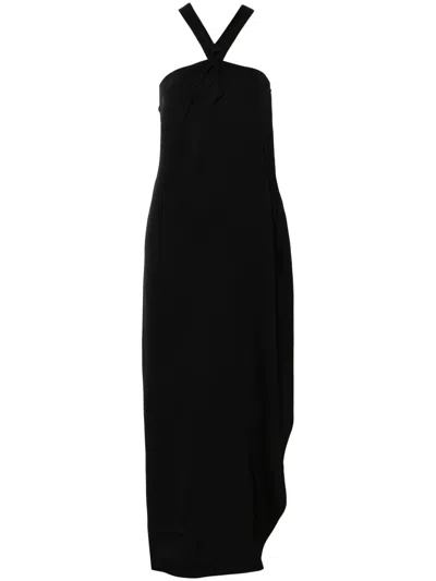 Calvin Klein Knot-detail Halterneck Dress In Black