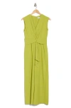 Calvin Klein Knot Front Gauze Jumpsuit In Green