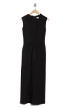 Calvin Klein Knot Front Gauze Jumpsuit In Black