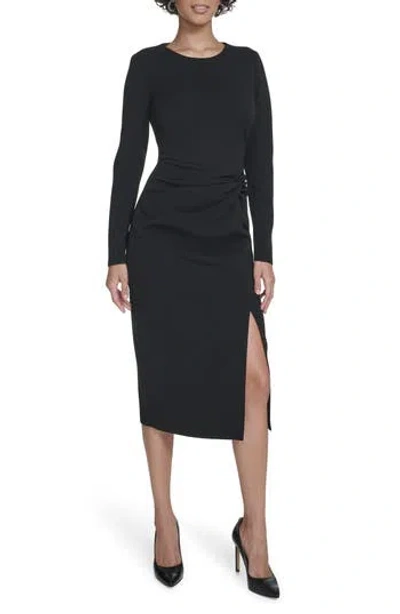 Calvin Klein Knot Waist Midi Sheath Dress In Black