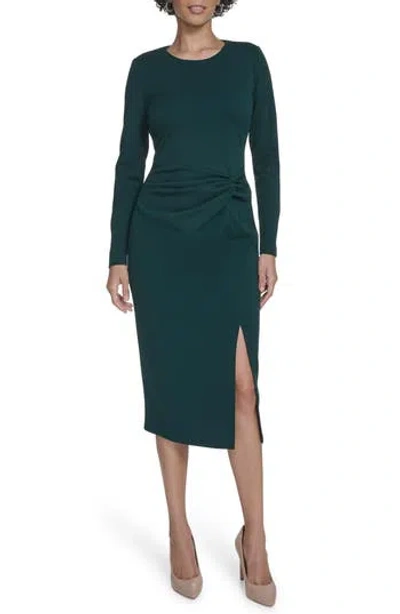Calvin Klein Knot Waist Midi Sheath Dress In Green