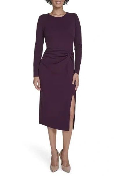 Calvin Klein Knot Waist Midi Sheath Dress In Purple