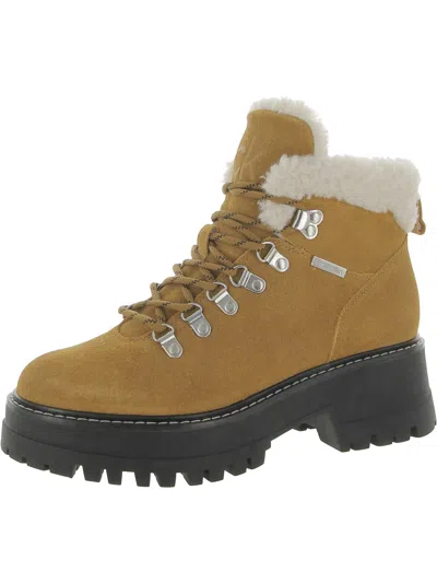Calvin Klein Kristel Womens Faux Fur Lace-up Ankle Boots In Burgundy