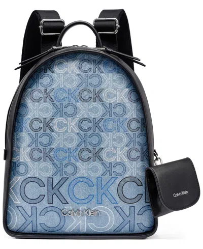 Calvin Klein Kyren Denim Signature Backpack Messenger In Multi