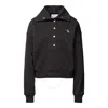 Calvin Klein Label Polo Collar Sweatshirt In Black