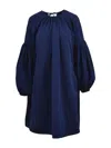 Calvin Klein Lace Detail Bishop Dress In Blue