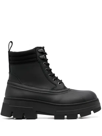 Calvin Klein Lace-up Combat Chelsea Boots In Black