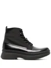 Calvin Klein Lace-up Leather Boots In Black